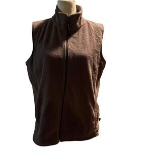 Woolrich Brown Fleece Zip-Up Vest, Women's Size Large